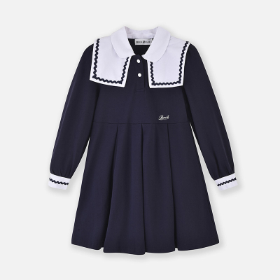 [1件3.5折]铅笔俱乐部2025年春装新品女童连衣裙儿童风裙子中大童长袖