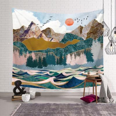 美帮汇复古森林山形床头卧室墙壁挂毯INS北欧装饰挂布壁画背景布 图一 130高*150宽