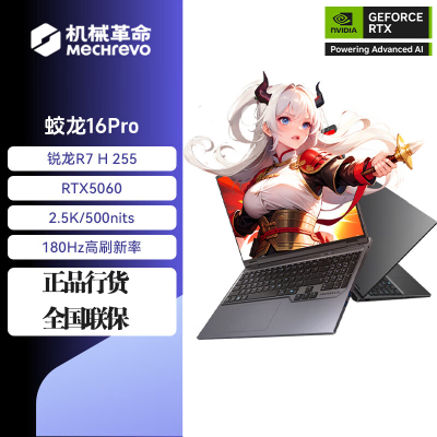 机械革命(MECHREVO)蛟龙16Pro 潮玩版 2025款 16英寸旗舰游戏本 强芯学生设计笔记本电脑 定制 锐龙版R7H 255 RTX5060 64G 2T 2.5K 灰