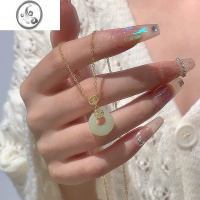 JiMi福气和田玉平安扣项链女轻奢小众锁骨链2023新款送女友礼物