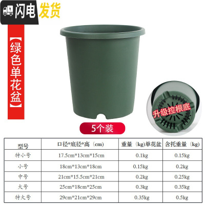 三维工匠升级改良加厚加仑盆控根盆超透气透水月季盆铁线莲盆树脂花盆p15 [5个装][绿色不含托] 特大花盆容器