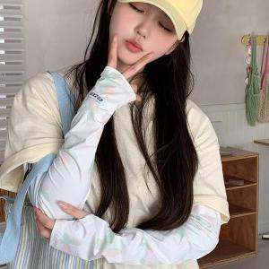 渐变蝴蝶冰袖女夏季百搭新款防晒防紫外线手袖户外透气宽松冰丝袖