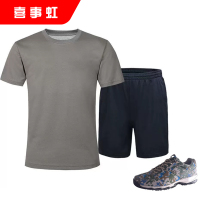 喜事虹 体能作训服 训练服套装男女训练服衣服+短裤+鞋 B款 套