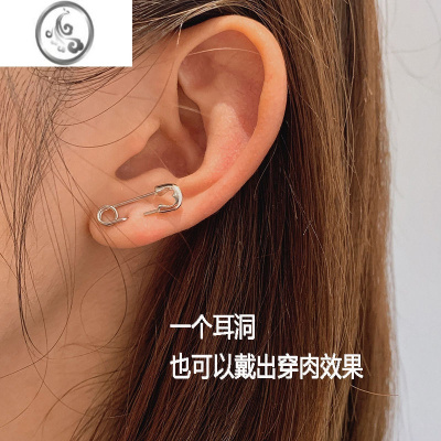 JiMi[SUMMERSHOP]一个耳洞就可以戴出穿肉效果银针别针男女酷酷耳钉