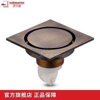 潜水艇(submarine)全铜防臭地漏防反水防堵塞方古铜拉丝面板隐形落水口地漏QLTFD50-10