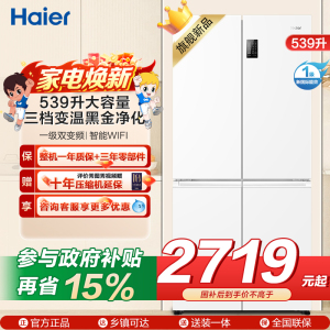 海尔(Haier)539升十字对开门 一级变频 风冷无霜 嵌入式大容量家用冰箱BCD-539WGHTDEDWVU1