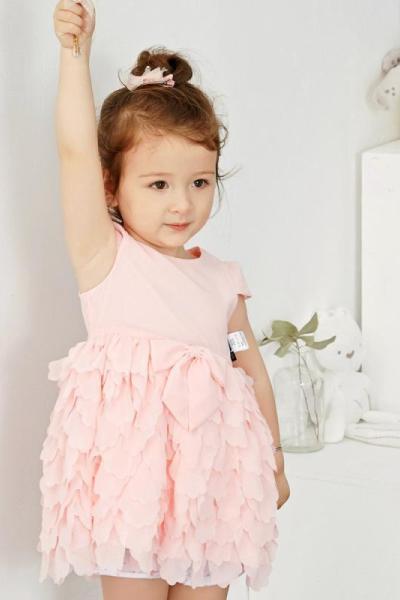 [1件3折价:115.5]米喜迪mecity童装夏新款婴儿公主裙荷叶边裙摆甜宝宝蛋糕裙