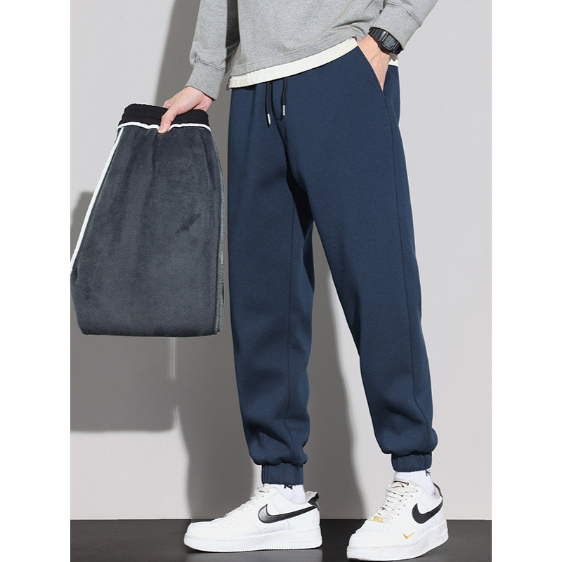 高品质热力绒男士加绒卫裤2025新款一体绒超柔时尚弹力束脚休闲裤