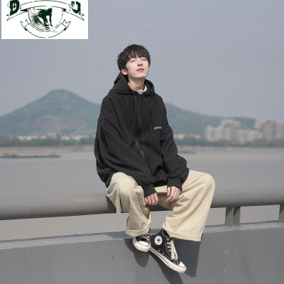 HLCOMAN春装男士开衫宽松印花色连帽卫衣学生外套韩版情侣上衣卫衣