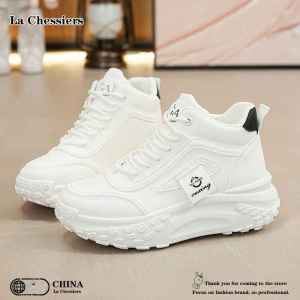 La Chessiers户外跑步鞋女2025年春秋新款女鞋飞织网面透气休闲小白鞋运动老爹鞋