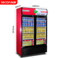 Lecon/乐创商用展示柜双门红黑直冷展示柜冷藏柜商用冰柜冰箱啤酒饮品保鲜柜饮料柜单门冷柜侧开门