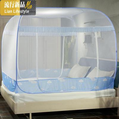 免安装蒙古包蚊帐方顶1.8m加密三开1.2/1.5/2.0床双人家用拉链 三维工匠