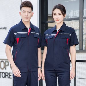 天鸣TMG6005 短袖夏装 前后双反光条 后背透气网设计 160-190 套 源头工厂 可来样定制 藏蓝色