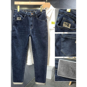 国潮刺绣韩版牛仔裤男春秋舒适百搭修身小直筒裤男士Trousers