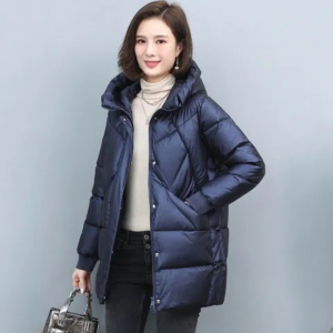 连帽棉衣女中长款2024冬装时尚新款加厚棉袄大码韩版保暖棉服外套