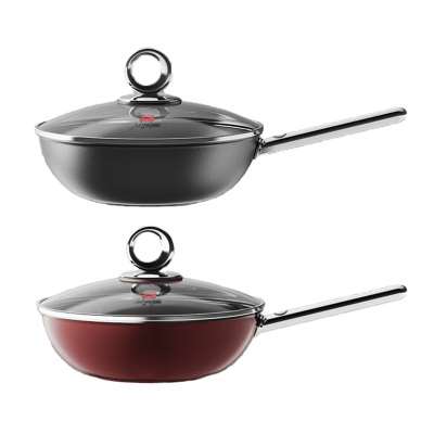 三禾炒锅34cm不粘锅0涂层微纳炒锅LC34S4(颜色随机)