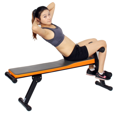 康乐佳仰卧板101B多功能加宽加厚腹肌板专业健腹器可调节哑铃凳101B桔色款