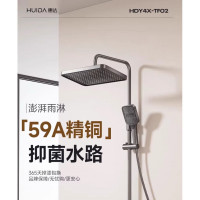 惠达(HUIDA)-TF02 冷热款淋浴花洒套装铜家用室卫生间枪灰淋雨增压
