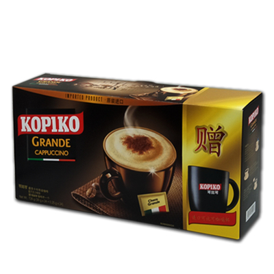 印尼进口可比可豪享卡布奇诺咖啡24包意式三合一速溶咖啡粉可比克带杯礼盒装
