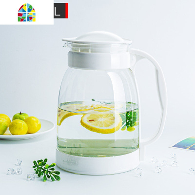 浸泡水瓶凉水壶北欧风大容量超大玻璃可高温宿舍装热水的白开水壶 FENGHOU 黑色2800ml+2个130ml水杯