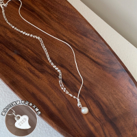 s925纯银天然珍珠吊坠项链秋冬小众毛衣链轻奢高级感法式颈链送女朋友老婆情人节七夕生日礼物