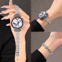 轻奢镶钻四叶草表链适用华为gt6表带爆闪watchgt5高级感女款金属5pro精致夏季手链huawei专用gt4小香风设