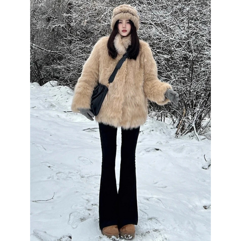 黑色加绒微喇叭裤子女新款冬加厚绒裤外穿大码显瘦休闲西装裤