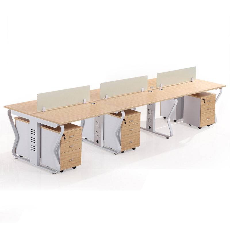 易企采 六人位含活动柜无椅 职员屏风工位办公桌 360*120*75CM 单位:套