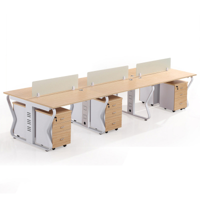 易企采 六人位含活动柜无椅 职员屏风工位办公桌 360*120*75CM 单位:套