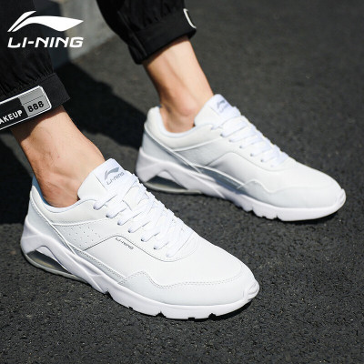 李宁男鞋气垫跑步鞋耐磨防滑革面休闲小白鞋运动鞋
