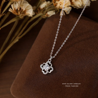 超闪锆石四叶草项链女s999纯银轻奢百搭高级感足银锁骨链上班通勤送女朋友老婆情人节七夕生日礼物