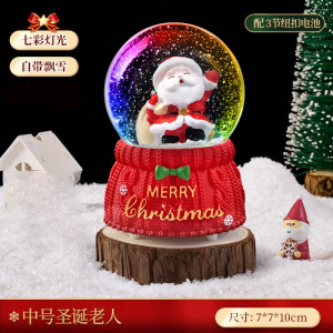 圣诞老人水晶球节日装饰摆件飘雪旋转八音盒女孩圣诞节礼物3750