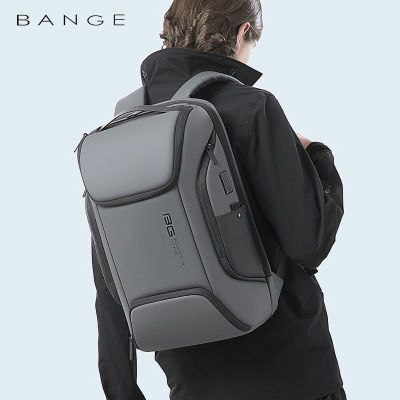 班歌BANGE15.6寸电脑包男高端商务双肩包男出差多功能休闲旅行包背包灰色