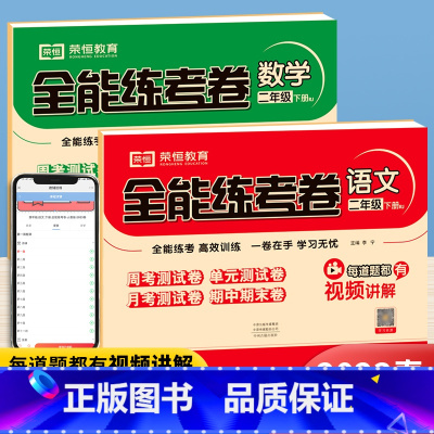 语文+数学[人教版] 二年级下 [正版]2024新 全能练考卷二年级下册语文数学书试卷同步人教北师苏教版任选 小学语文数