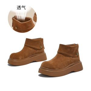 发泡底真皮马丁靴女冬季新款复古洋气短靴厚底休闲百搭靴子女