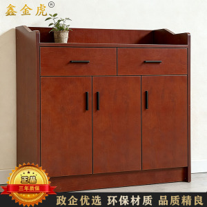 鑫金虎 简约现代餐边柜厨房储物柜北欧风碗柜家用茶水柜 红棕色90cm