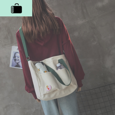 学院风包包帆布包女单肩大容量斜挎包女百搭ins布袋韩版学生日系NEW LAKE女斜挎包