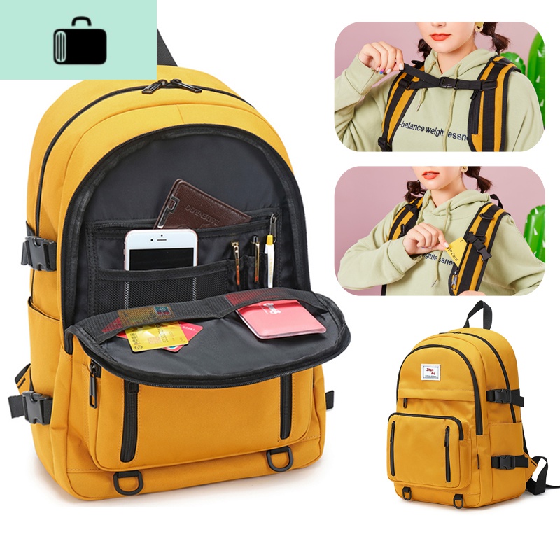 初中学生书包女韩版高中大容量防水少女旅行简约背包经典款双肩包NEW LAKE