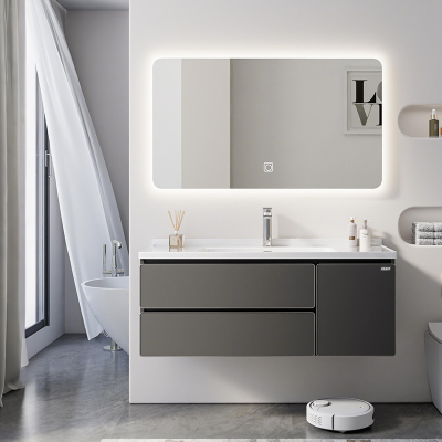 正泰CHNT浴室柜-A888[铝合金包边]陶瓷一体盆卫生间洗漱台洗手洗脸美妆柜 铁灰色