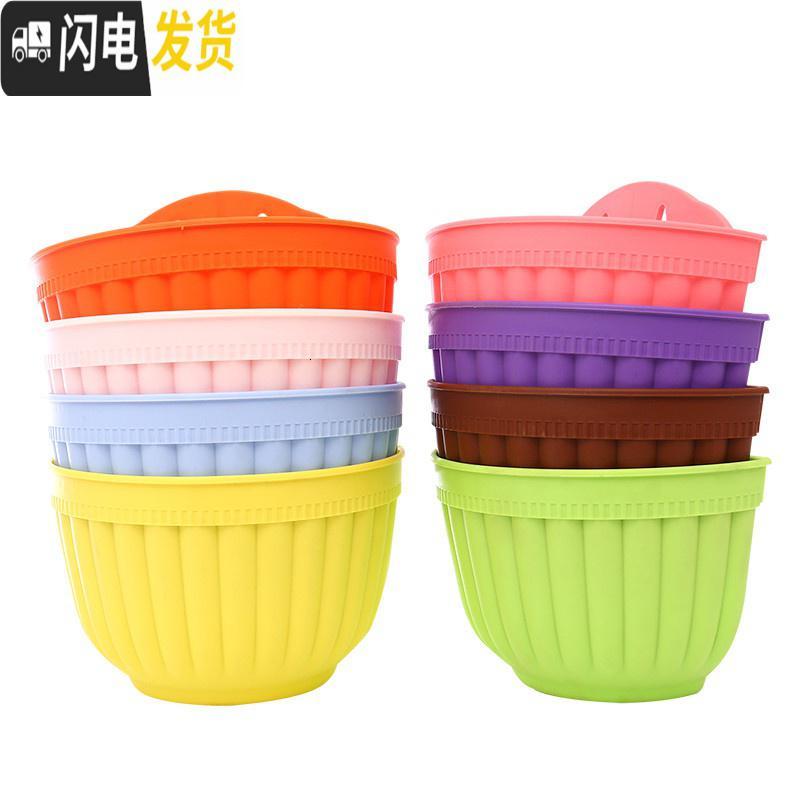 三维工匠挂式花盆简约加厚树脂塑料吊盆挂盆吊兰花盆垂吊绿萝月季玫瑰花盆 颜色随机6个(配挂钩) 特大[口长24.5花盆容器