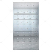 悦山 不锈钢碗柜食堂员工多门储物柜 201不锈钢 32门钥匙锁970*350*1800mmYSOA11FO32MW201