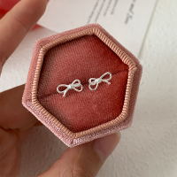 s925纯银蝴蝶结耳钉韩系ins风通勤耳饰品甜美气质百搭耳骨钉送女朋友老婆情人节七夕生日礼物