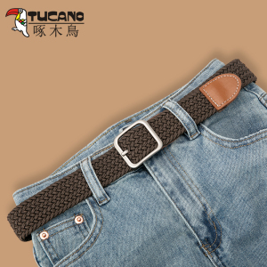 啄木鸟腰带男士2025新款编织帆布皮带女款牛仔裤带军训年轻人男款