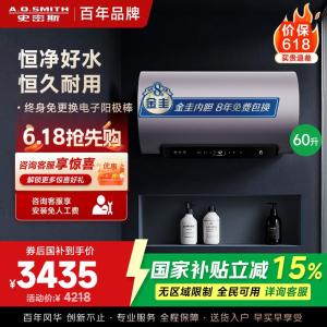 AO史密斯60升电热水器 国家补贴 金圭内胆 双棒分离速热 免换镁棒 免清洗短款 E60ED8-B