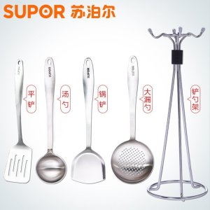苏泊尔(SUPOR)T0908Q优质不锈钢铲子中式铲汤勺铲类易清洗典雅系列铲勺7件套