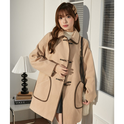 [3件8.5折229.4元,叠加优惠券]唐狮冬季翻领牛角扣呢子大衣女百搭休闲港风韩系ins