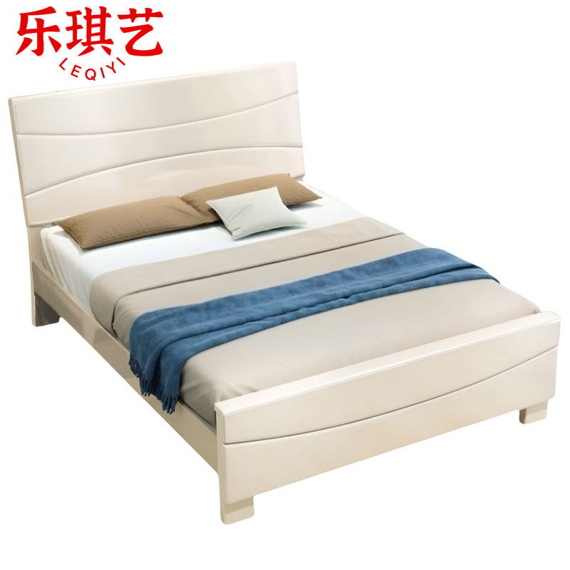 乐琪艺 实木单人床 象牙白 2000*1000*985mm 张