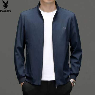 花花公子2024新款品牌商务休闲中年男士夹克外穿常规大码春秋冬立领外套
