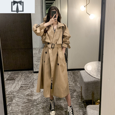 SUNTEK风衣女中长款2020秋冬季新款韩版宽松过膝气质港风设计感大衣外套风衣