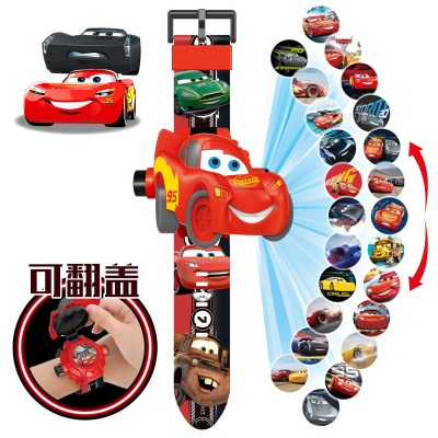 钢铁侠奥特曼投影手表儿童玩具手表男孩女孩宝宝卡通幼儿电子表汽车总动员手表翻盖24图-